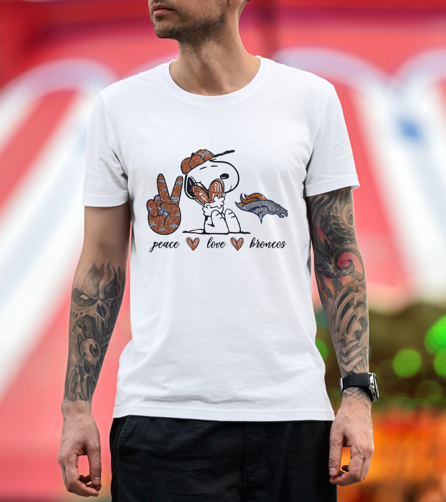 Peace Love Broncos Snoopy NFL Team Spirit T-Shirt