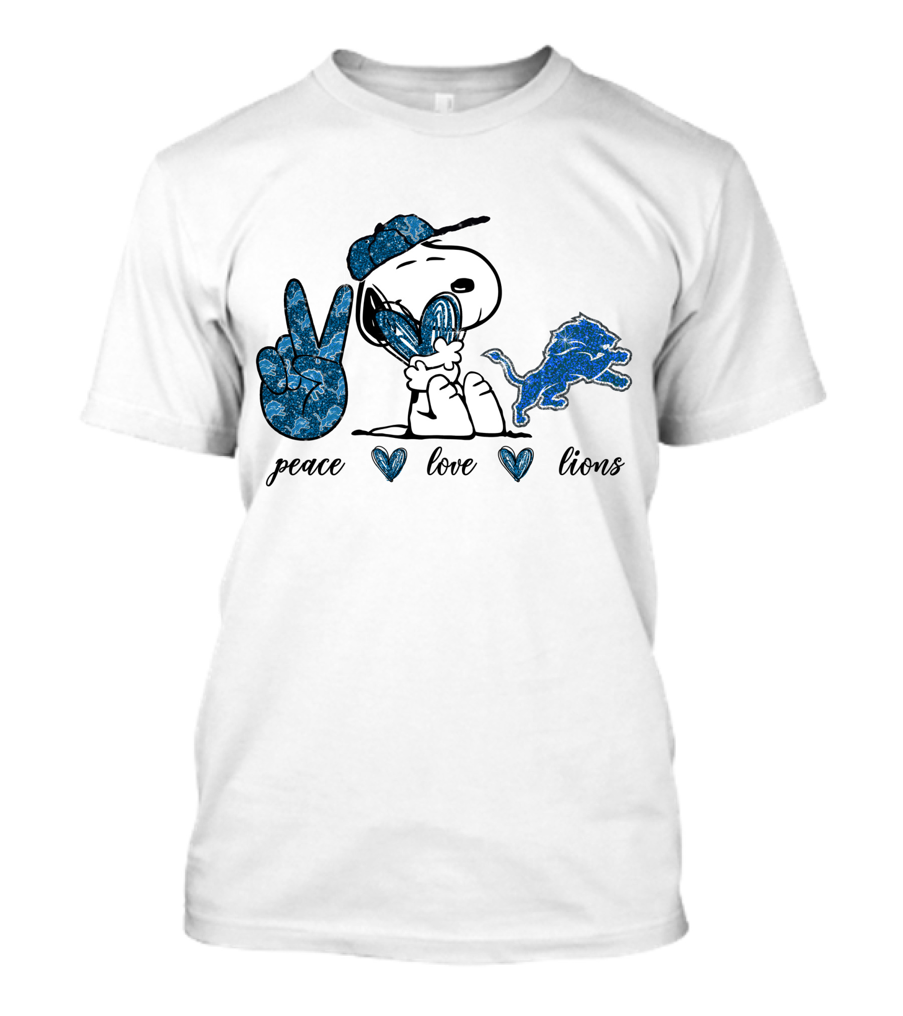 Peace Love Detroit Lions Snoopy Football Fans T-Shirt