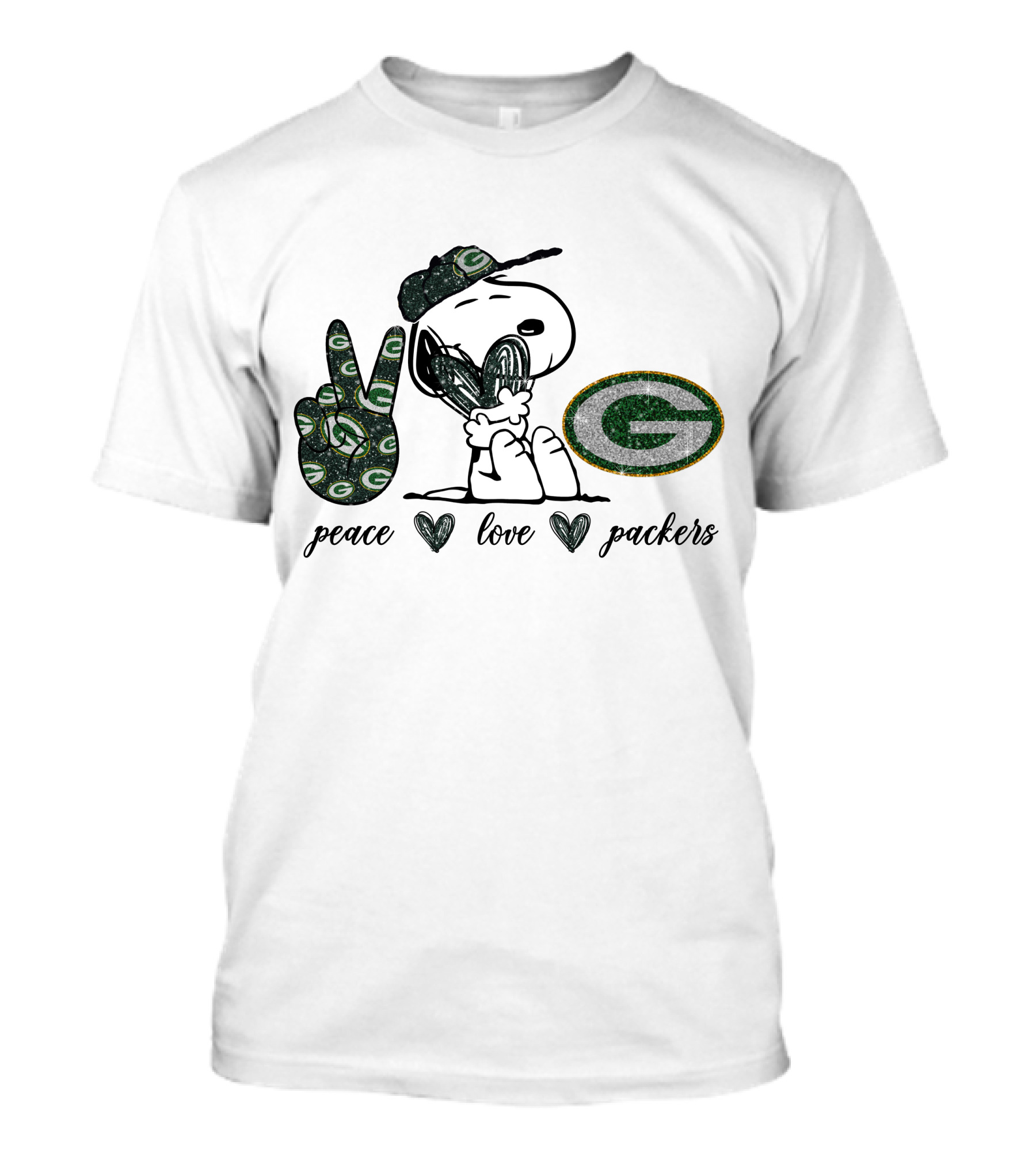 Peace Love Green Bay Packers Snoopy Vintage Football Fan T-Shirt