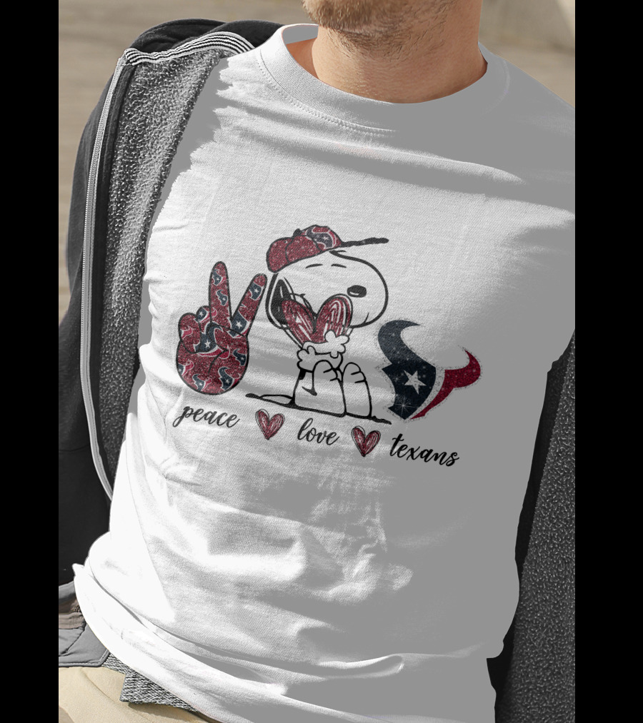 Peace Love Texans Snoopy Football Fan Icons T-Shirt