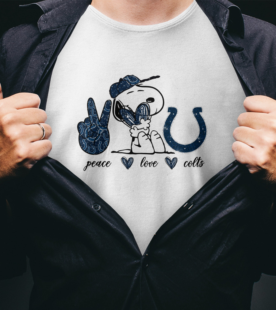 Peace Love Colts Snoopy Indianapolis T-Shirt