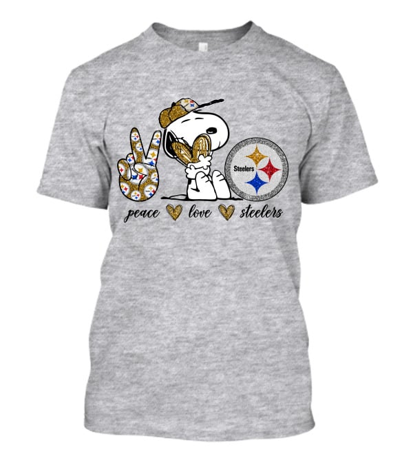 Peace Love Snoopy Steelers Football Hearts T-Shirt
