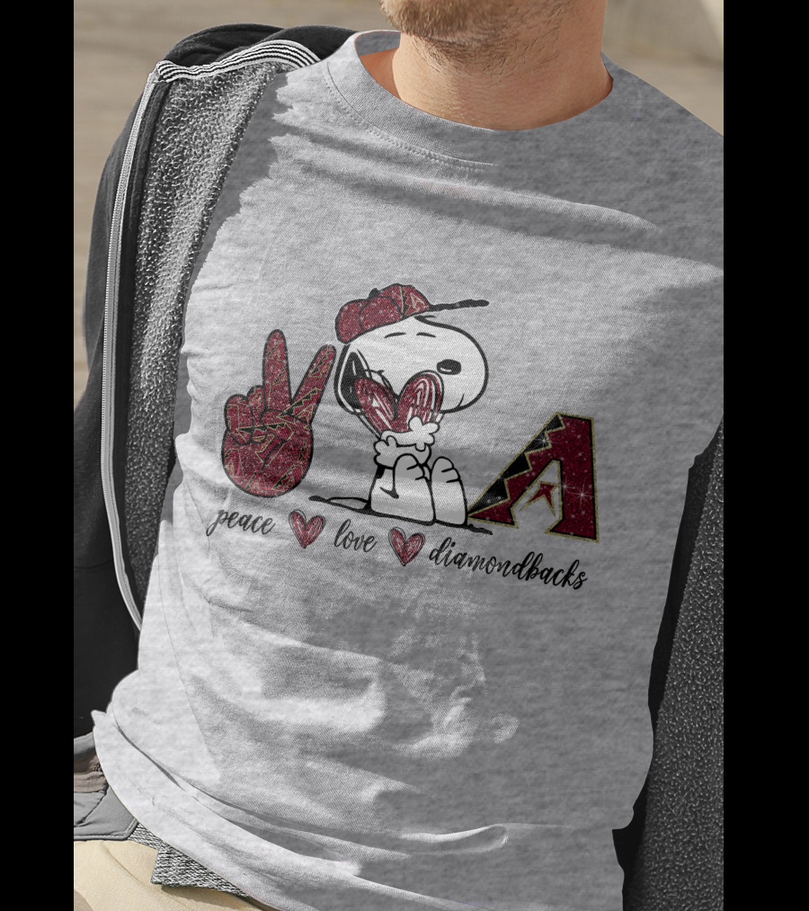 Peace Love Diamondbacks Snoopy Baseball Fan T-Shirt