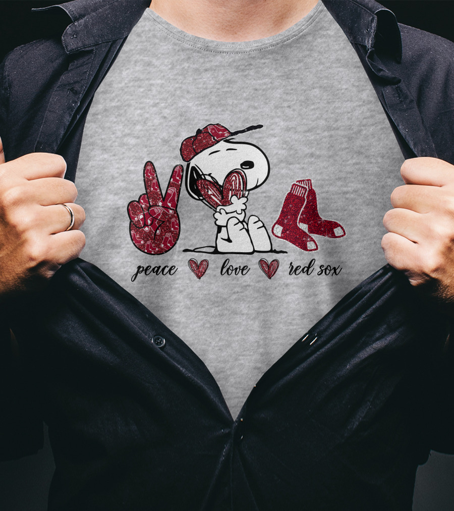Peace Love Snoopy Boston Red Sox T-Shirt