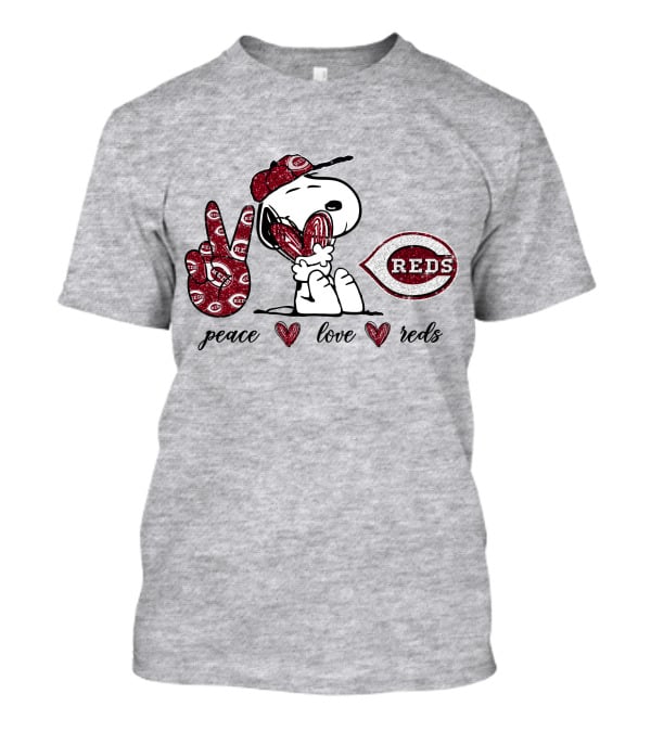Snoopy Peace Love Cincinnati Reds MLB Fan Wear T-Shirt