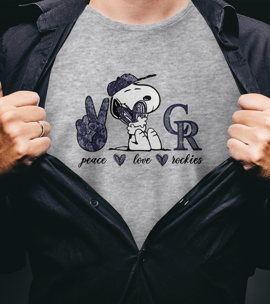 Peace Love Snoopy Colorado Rockies CR T-Shirt