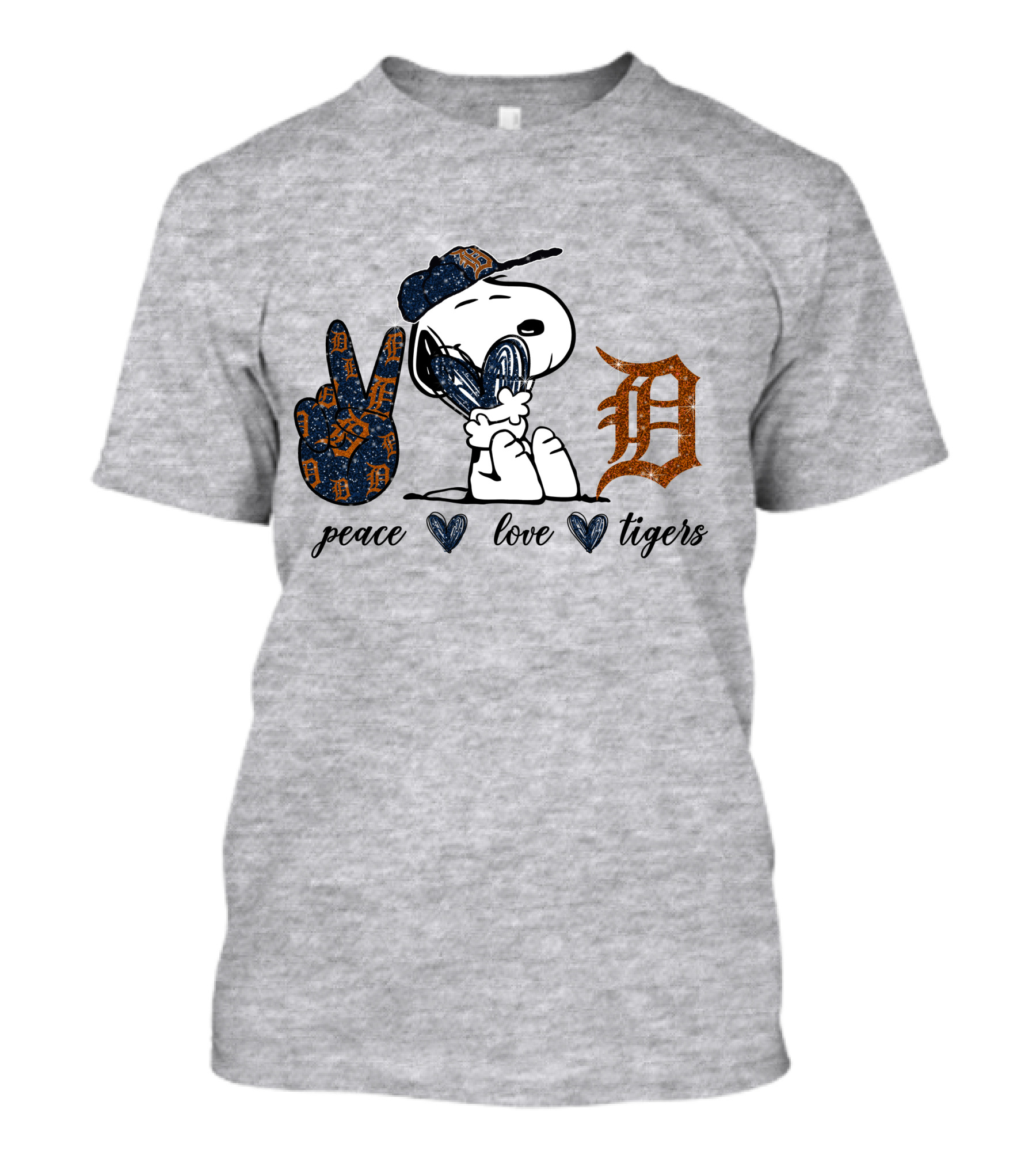 Peace Love Detroit Tigers Snoopy Baseball Fan T-Shirt