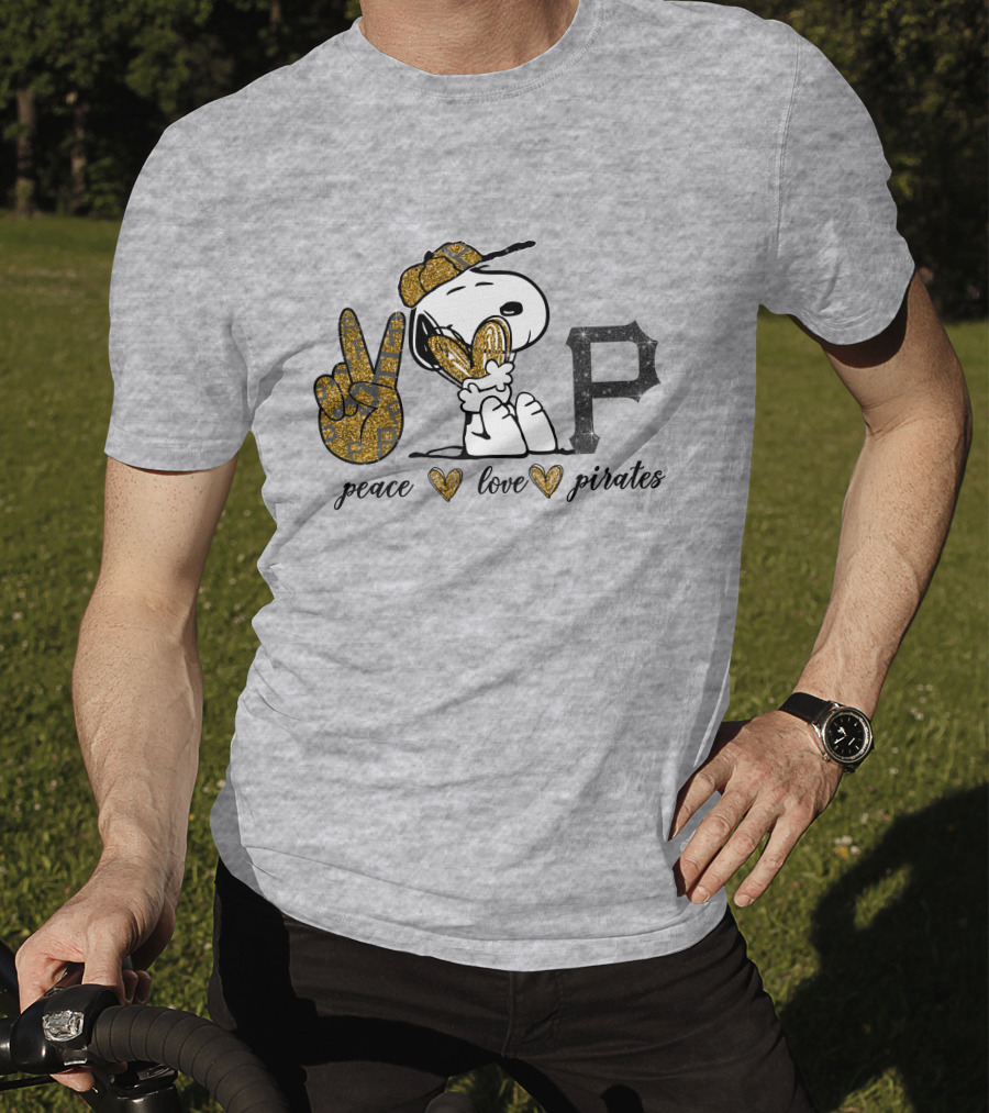Peace Love Pittsburgh Pirates Snoopy Baseball Fan T-Shirt