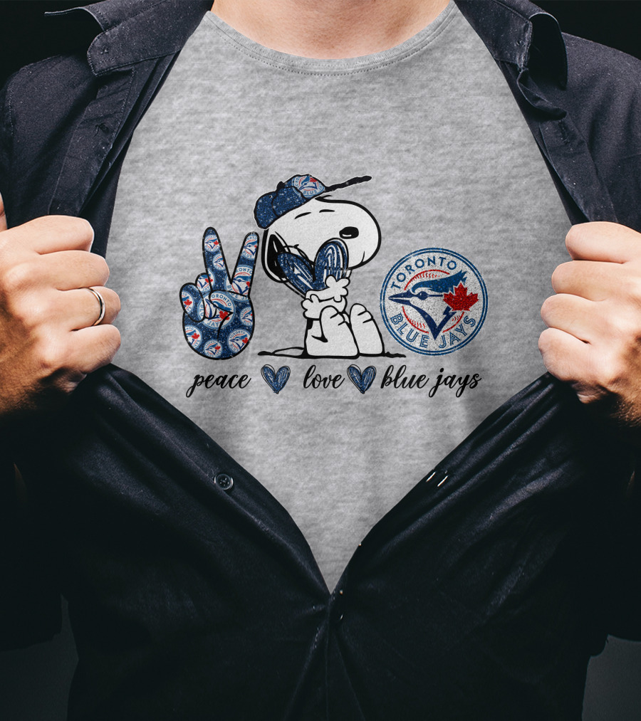 Peace Love Blue Jays Toronto Baseball Snoopy T-Shirt