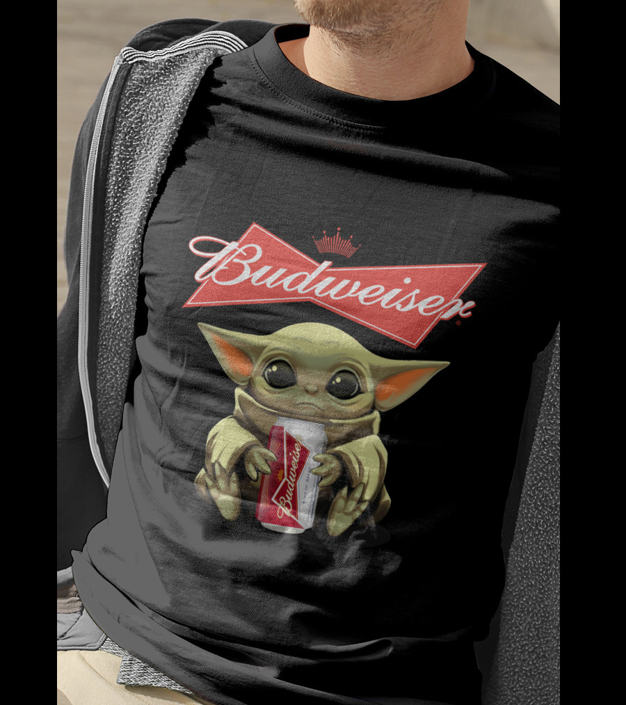 Budweiser Baby Yoda Holding Beer Can T-Shirt