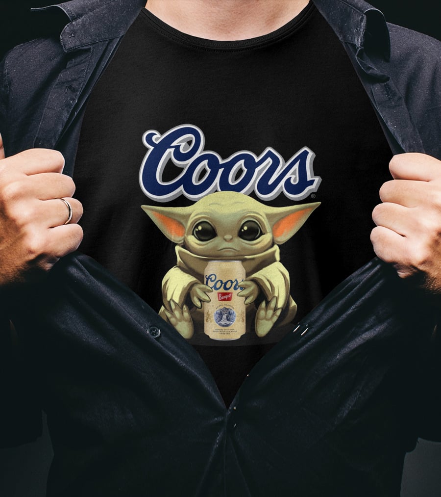 Coors Baby Yoda Holding Coors Banquet Beer Can T-Shirt