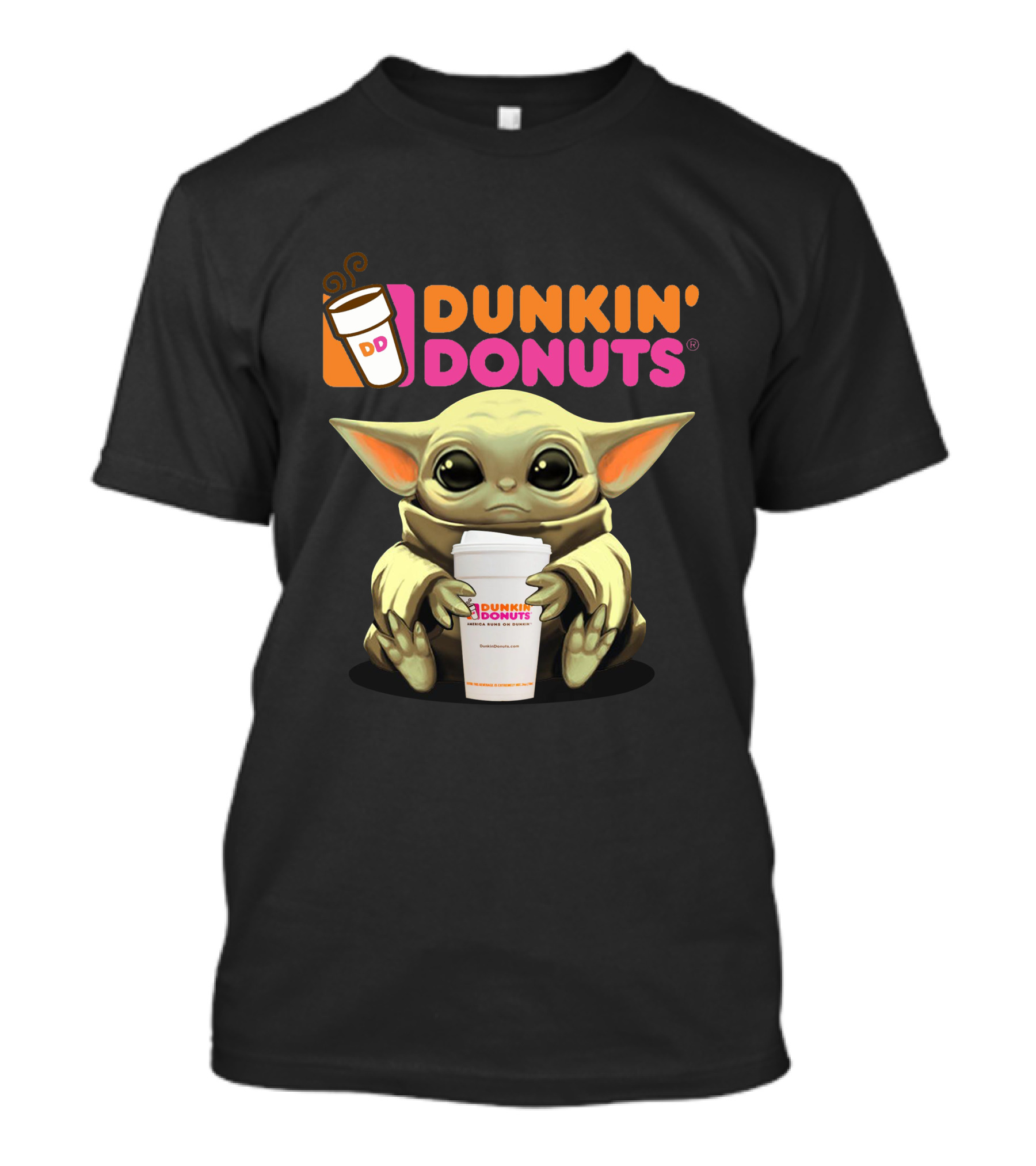 Dunkin Donuts Yoda Holding Coffee Cup T-Shirt