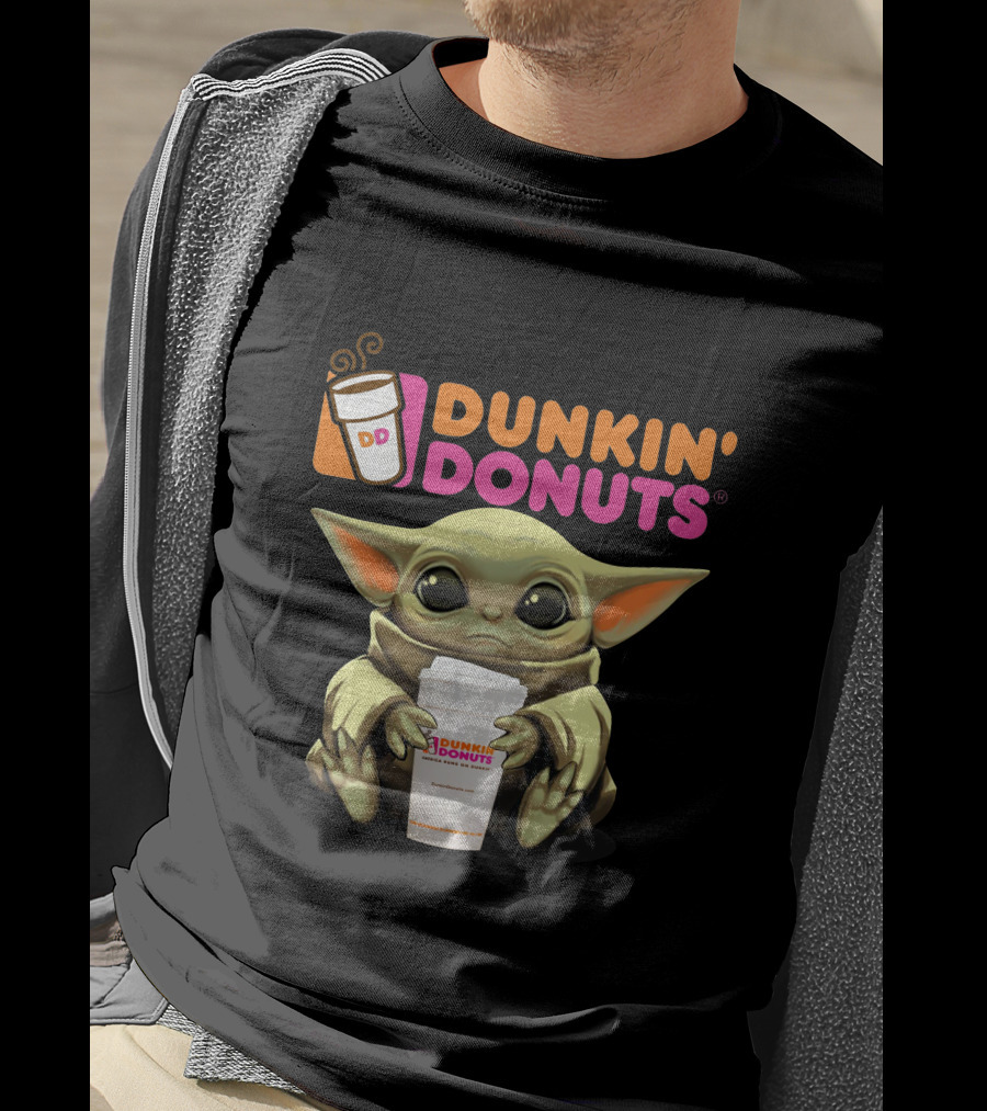 Dunkin Donuts Yoda Holding Coffee Cup T-Shirt