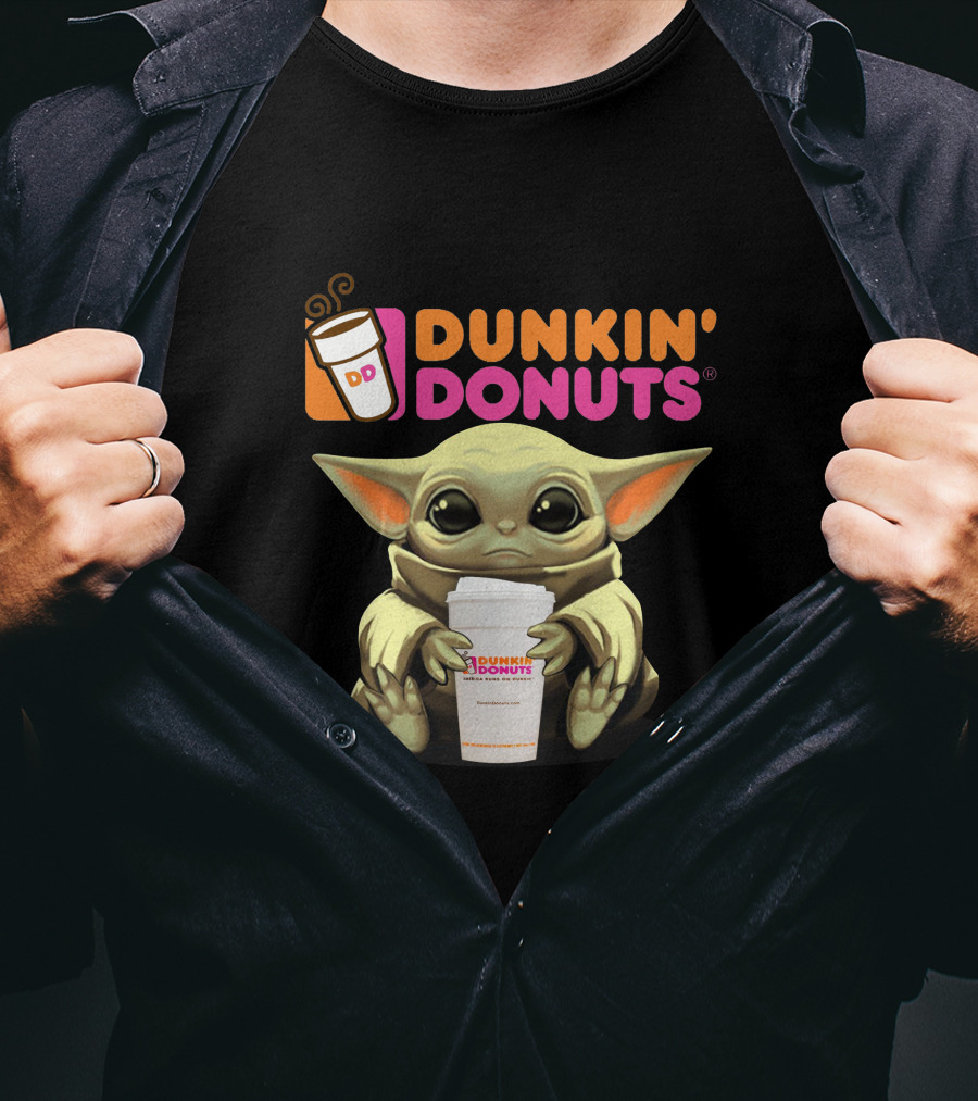 Dunkin Donuts Yoda Holding Coffee Cup T-Shirt