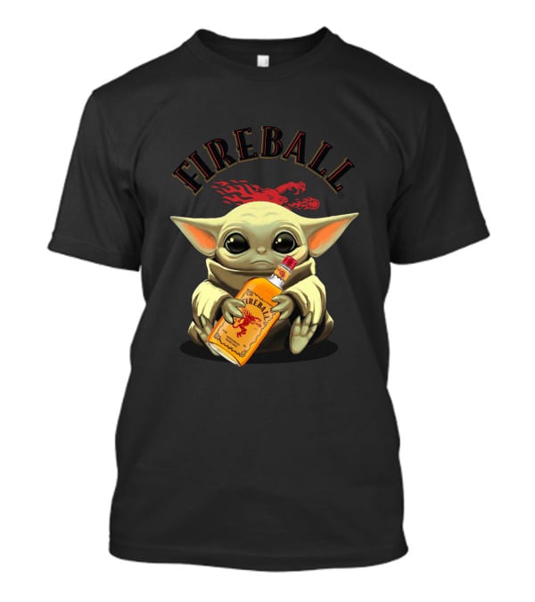 Fireball Yoda Baby Holding Fireball Whisky Bottle T-Shirt