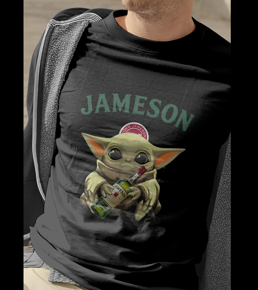 JAMESON Baby Alien Holding Whiskey Bottle T-Shirt