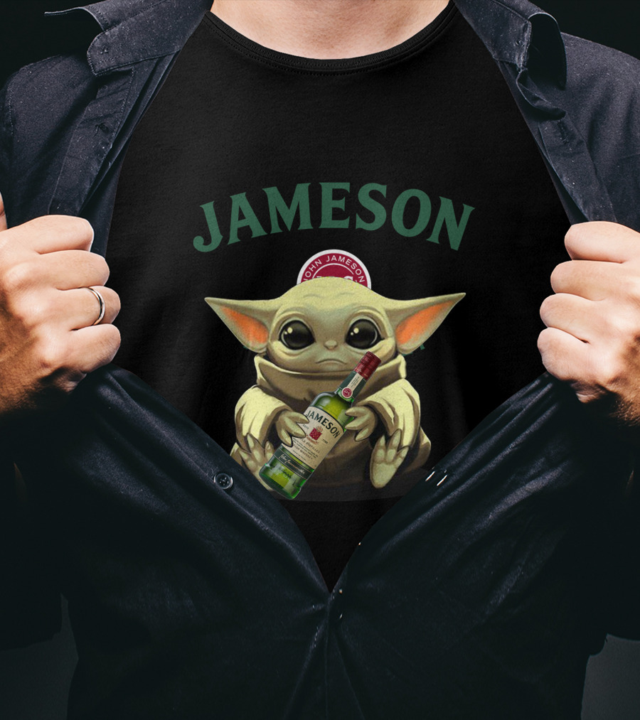 JAMESON Baby Alien Holding Whiskey Bottle T-Shirt