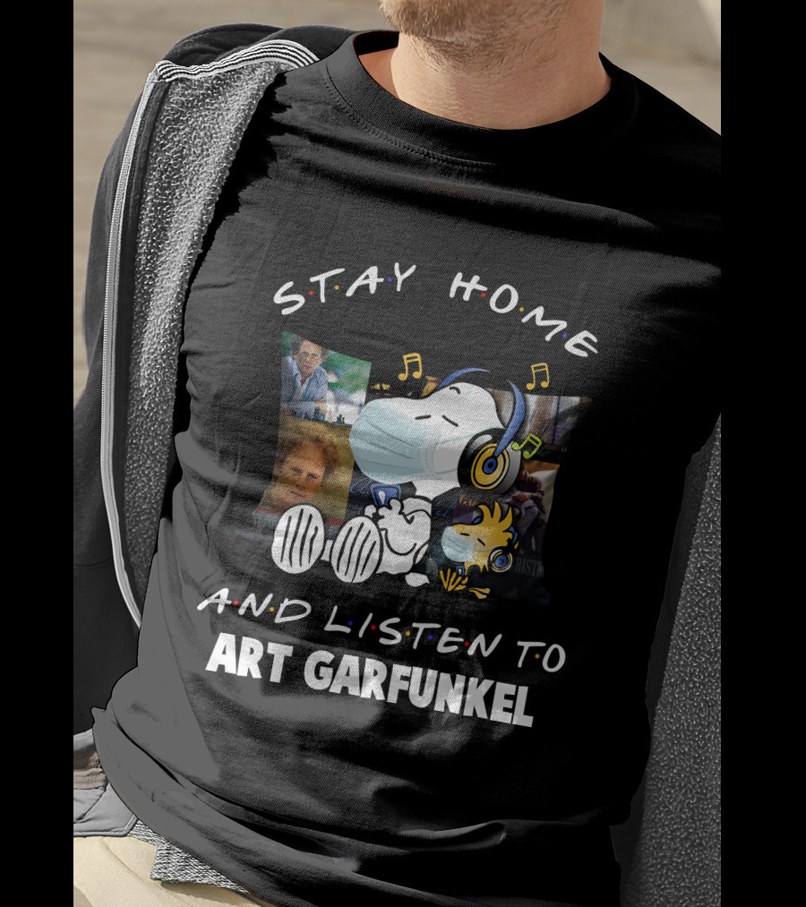 Stay Home And Listen To Art Garfunkel Snoopy Woodstock Pillow T-Shirt