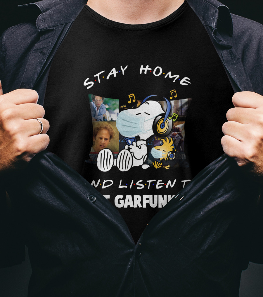 Stay Home And Listen To Art Garfunkel Snoopy Woodstock Pillow T-Shirt