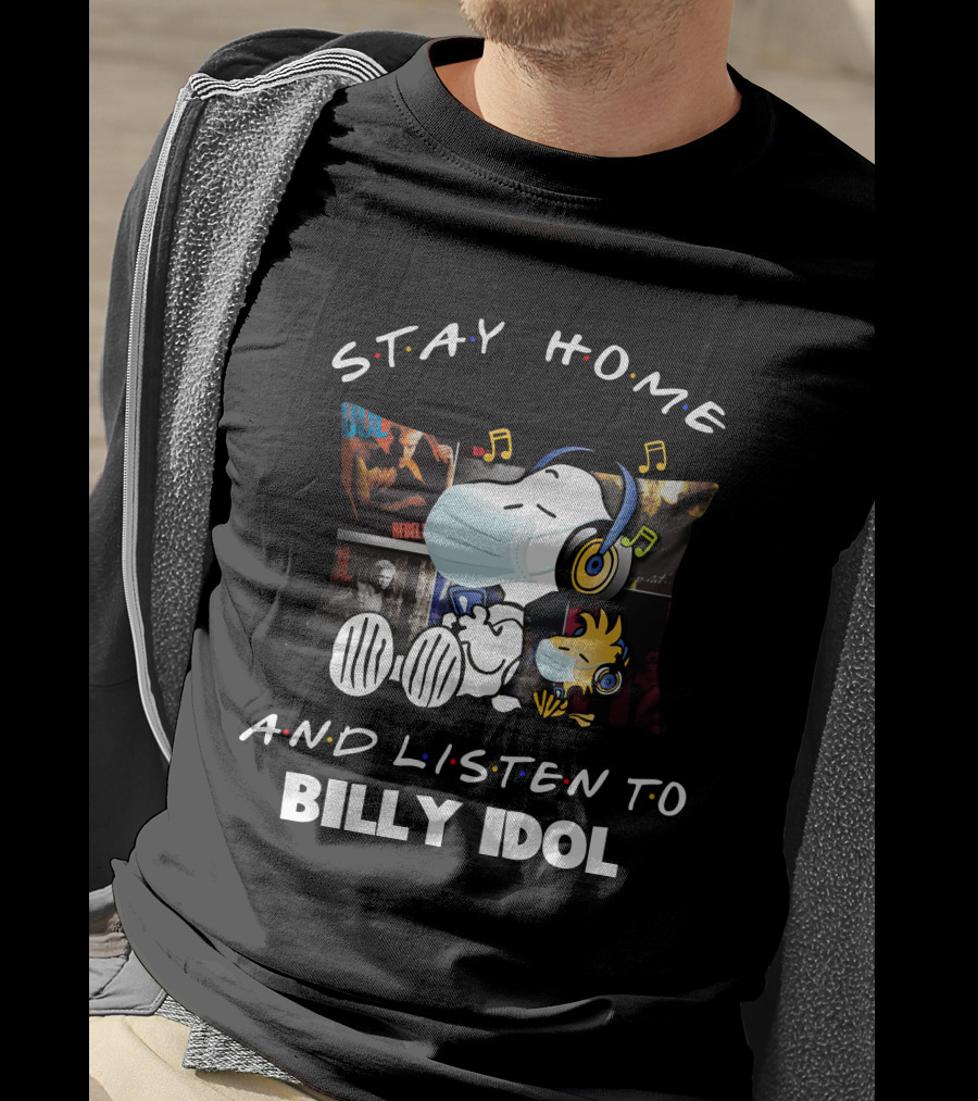 Stay Home And Listen To Billy Idol Snoopy Music Mask T-Shirt
