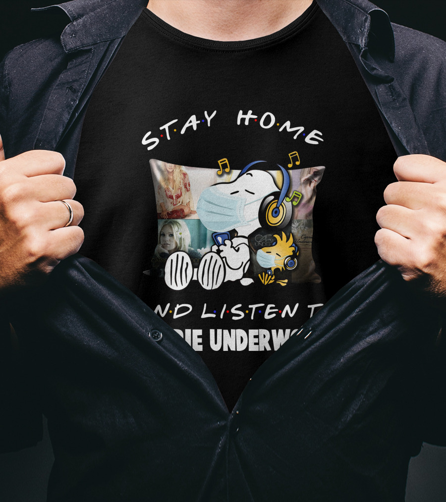 Stay Home And Listen To Carrie Underwood Snoopy Woodstock Music Notes T-Shirt