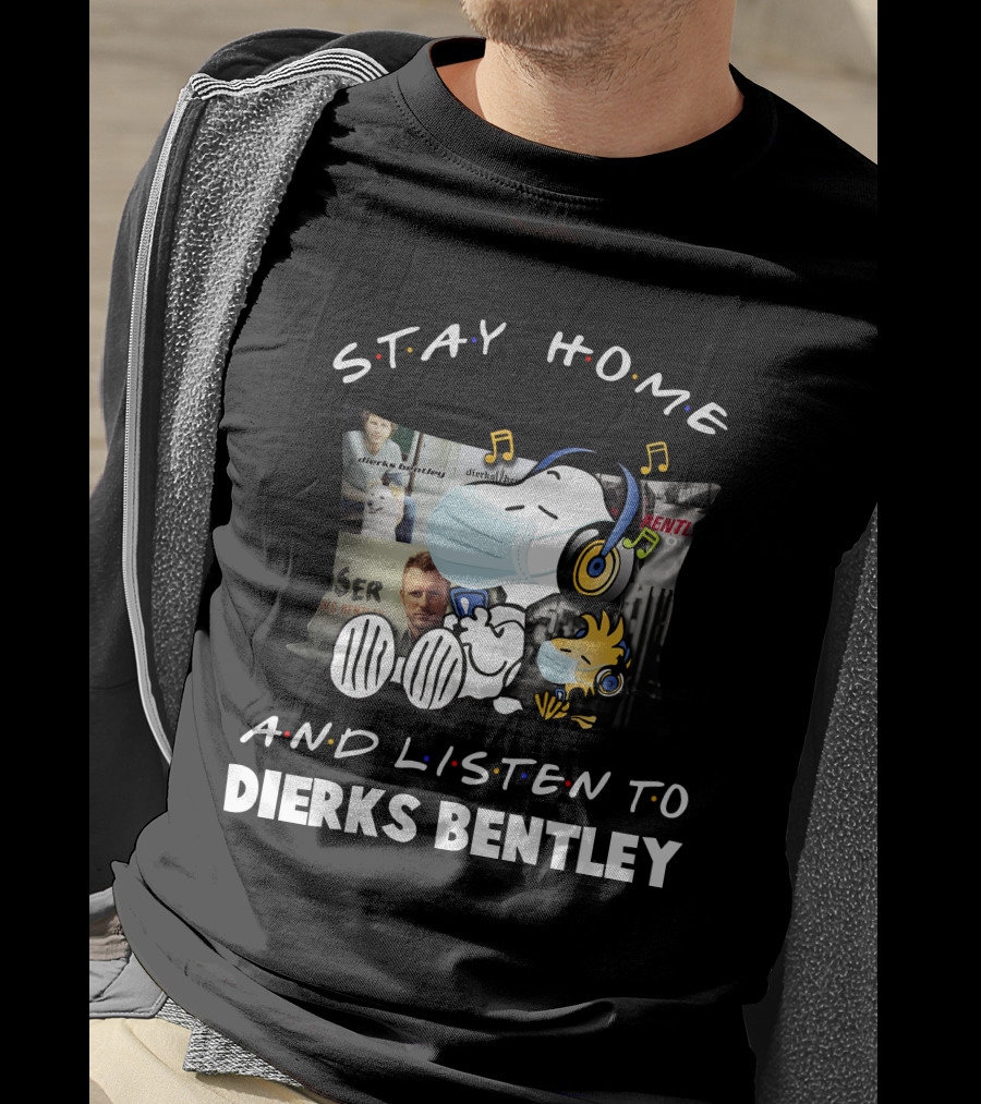 Stay Home And Listen To Dierks Bentley Snoopy Music Pillow T-Shirt