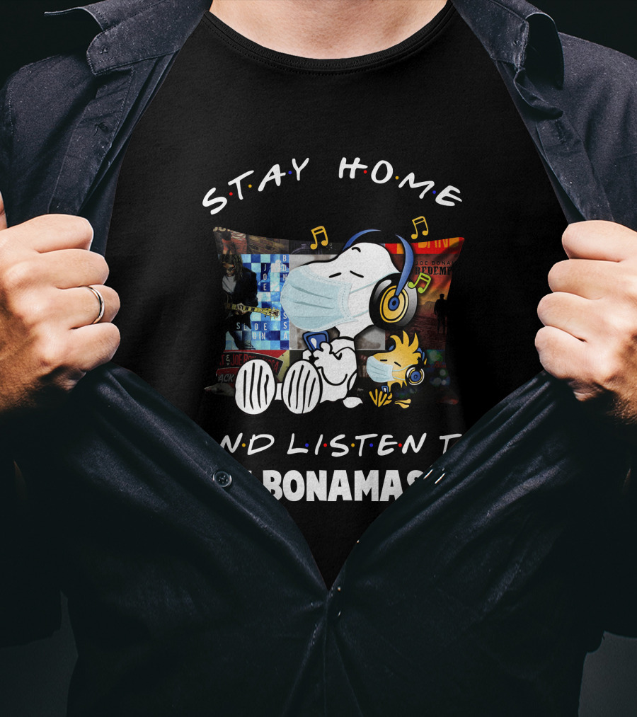 Stay Home And Listen To Joe Bonamassa Snoopy Wearing Headphones T-Shirt
