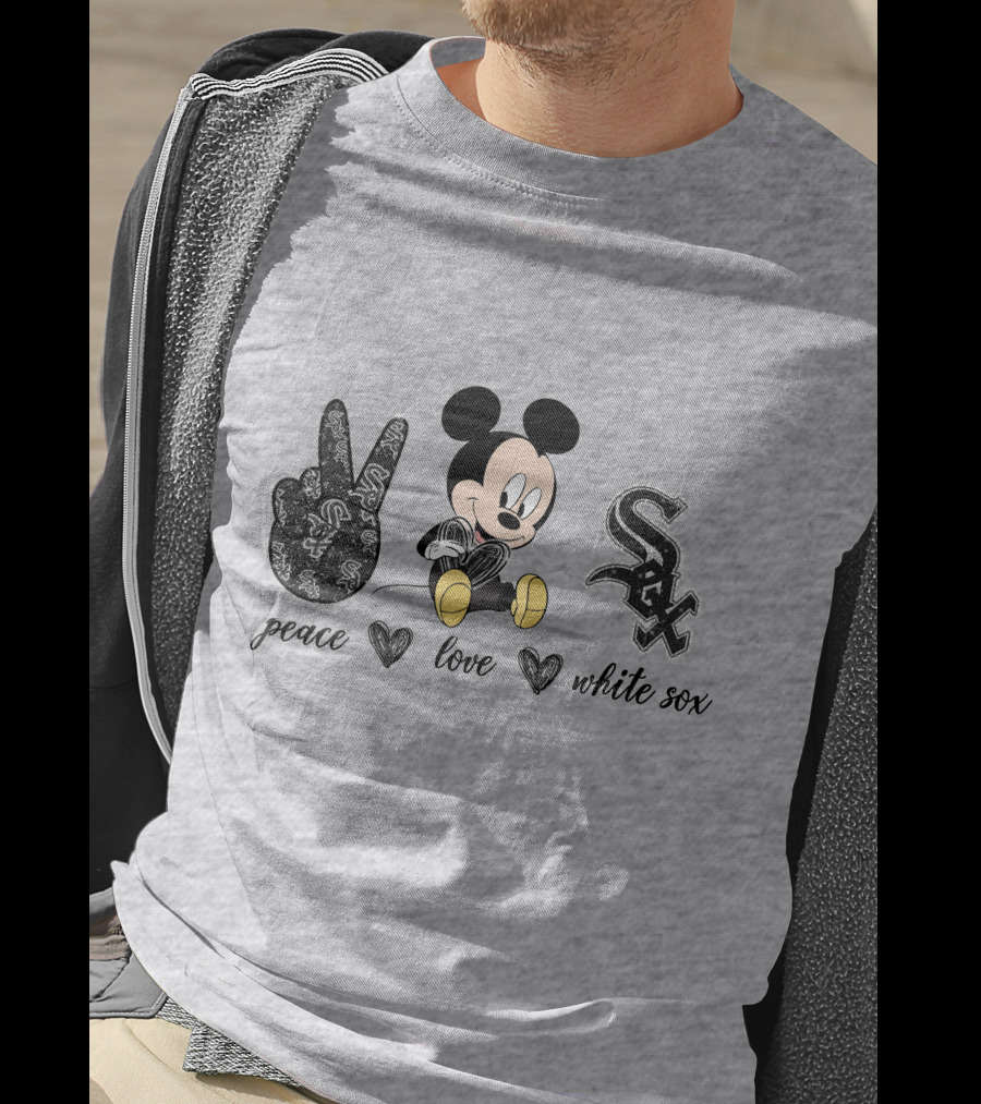 Peace Love Mickey Mouse Chicago White Sox T-Shirt