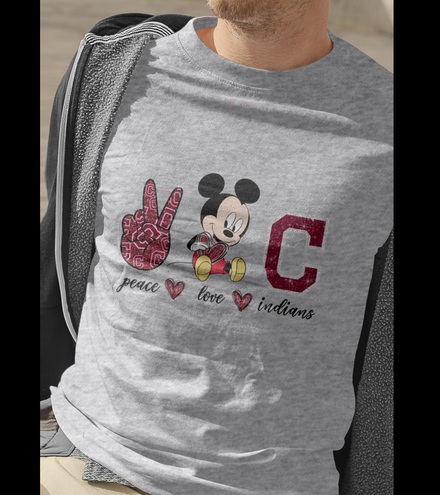 Peace Love Indians Mickey Mouse Cleveland T-Shirt
