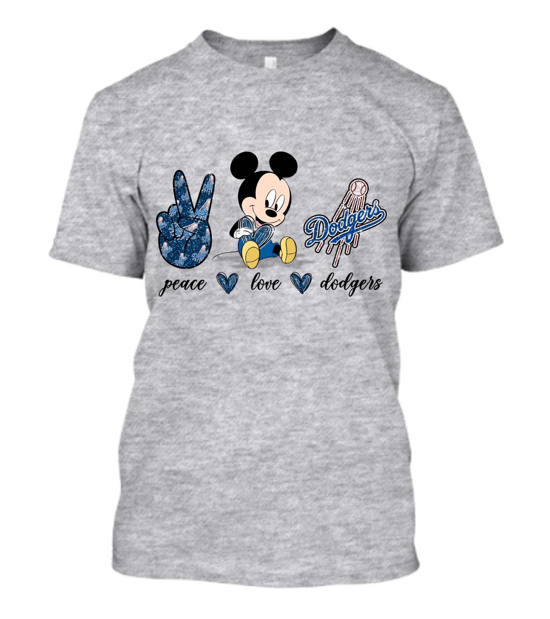 Peace Love Dodgers Mickey Mouse T-Shirt