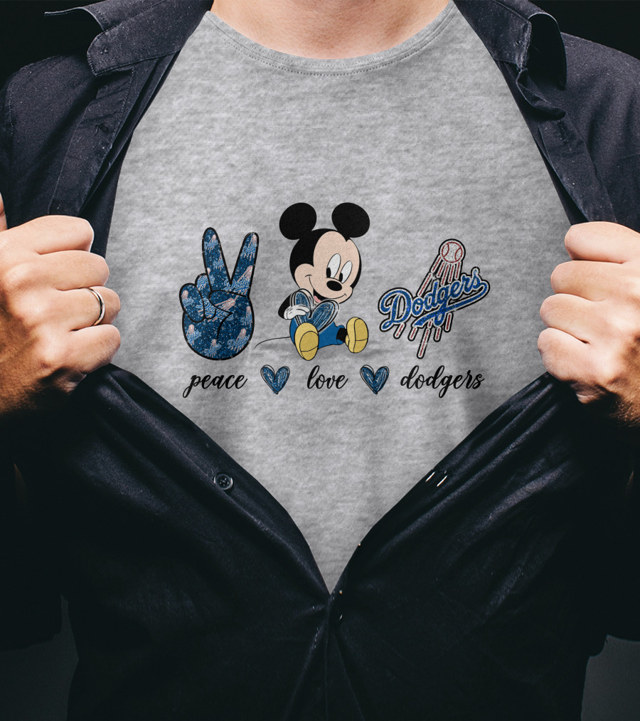 Peace Love Dodgers Mickey Mouse T-Shirt