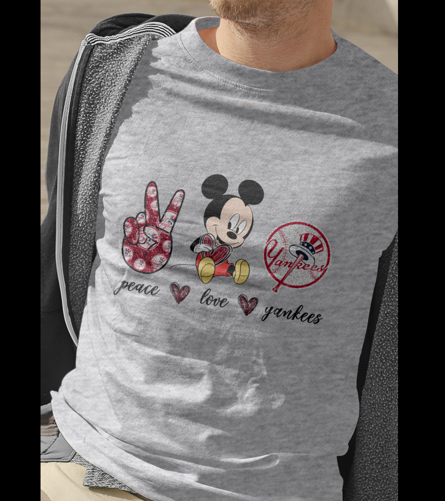 Peace Love Yankees Mickey Mouse T-Shirt