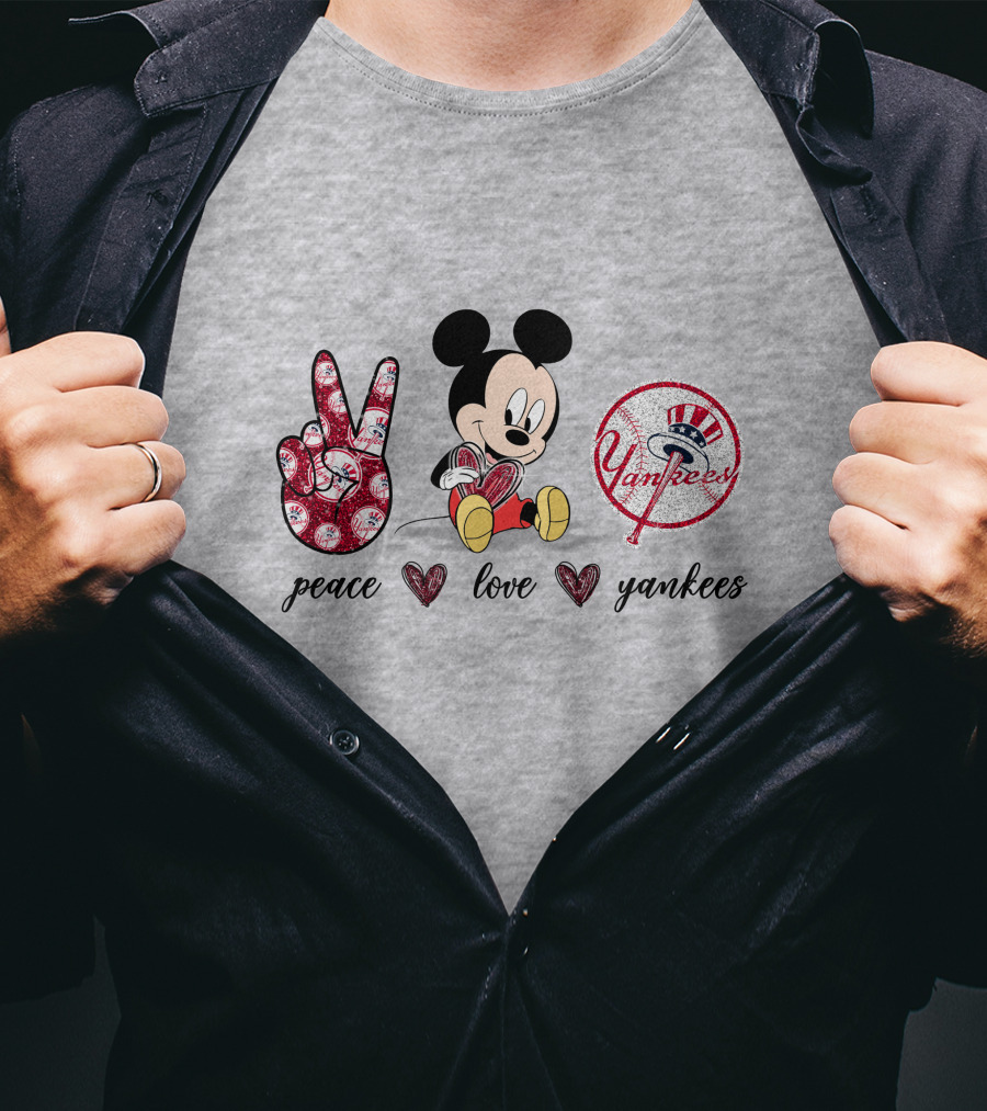 Peace Love Yankees Mickey Mouse T-Shirt