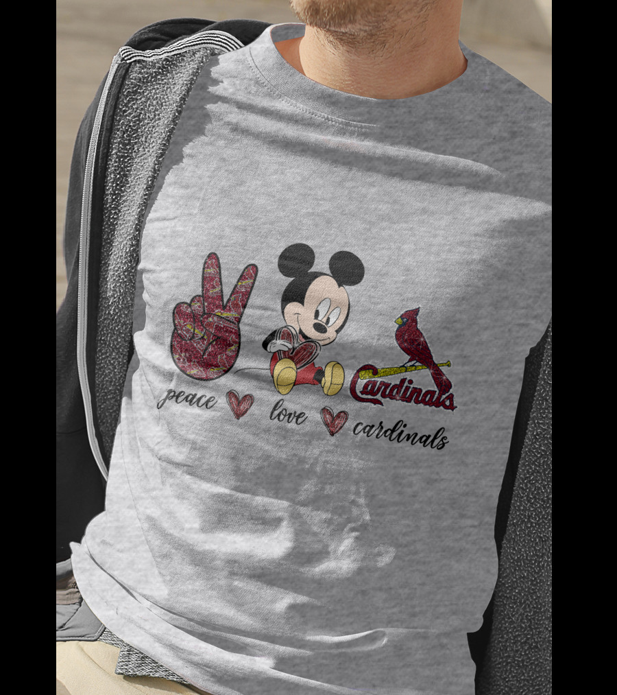 Peace Love Mickey Mouse St Louis Cardinals T-Shirt