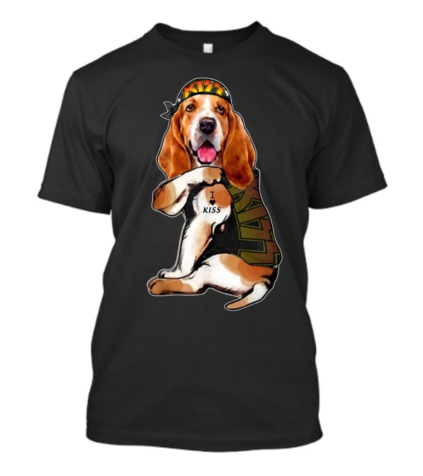 I Love KISS Bandana Basset Hound Lays I Heart KISS T-Shirt