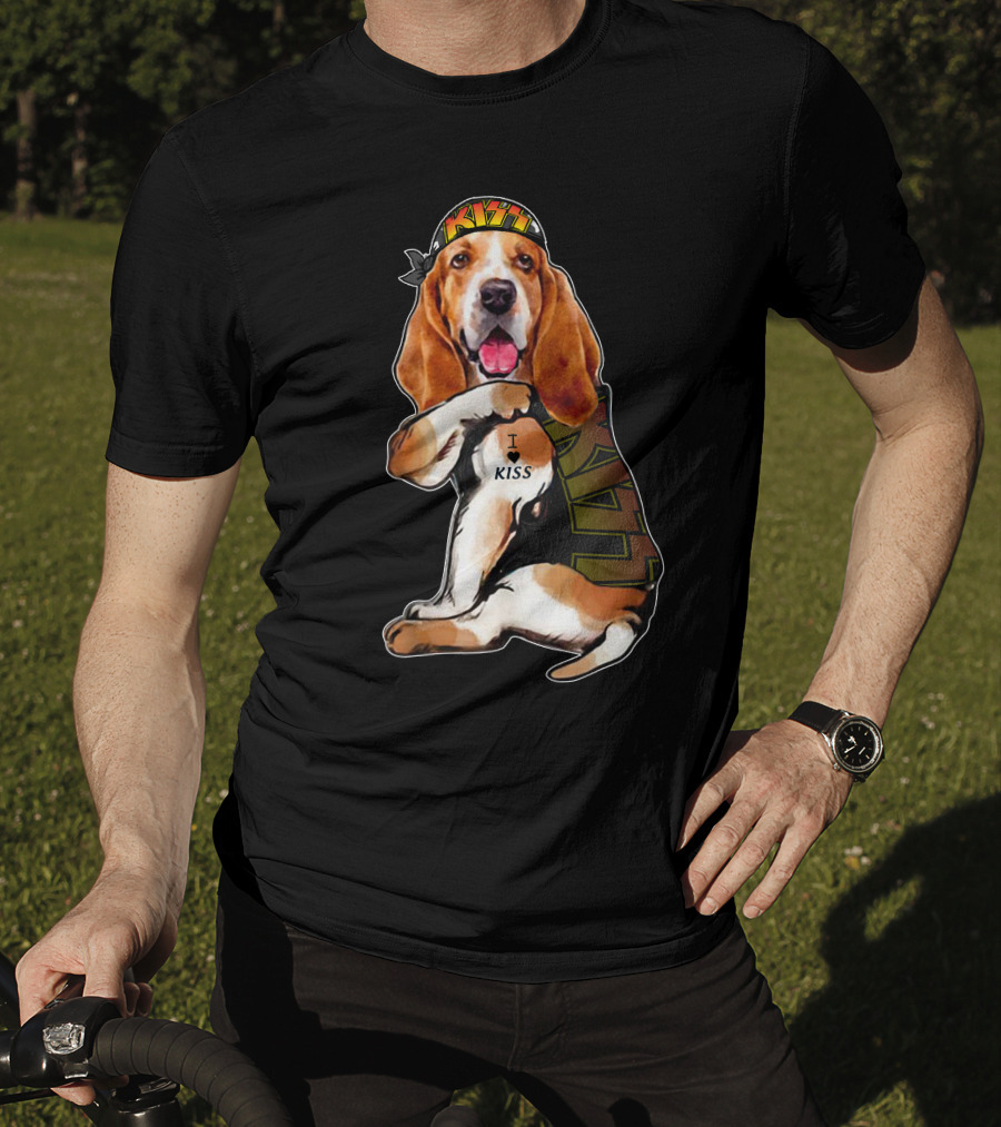 I Love KISS Bandana Basset Hound Lays I Heart KISS T-Shirt