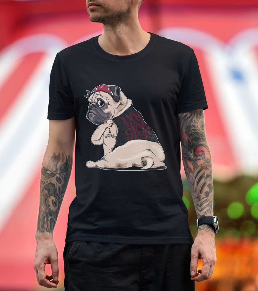 I Lynyrd Skynyrd Pug Bandana Tattoo Fan T-Shirt