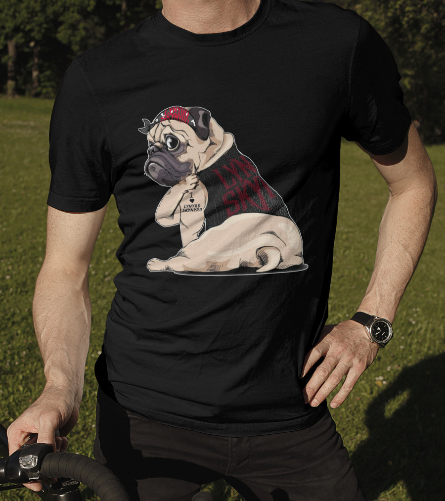 I Lynyrd Skynyrd Pug Bandana Tattoo Fan T-Shirt