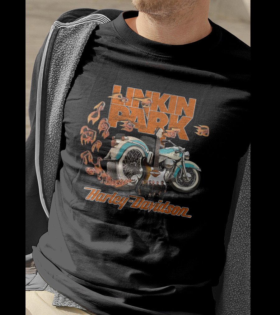 Linkin Park Harley Davidson Motorcycle 20Hdm Vintage Music Notes Guitar Art T-Shirt