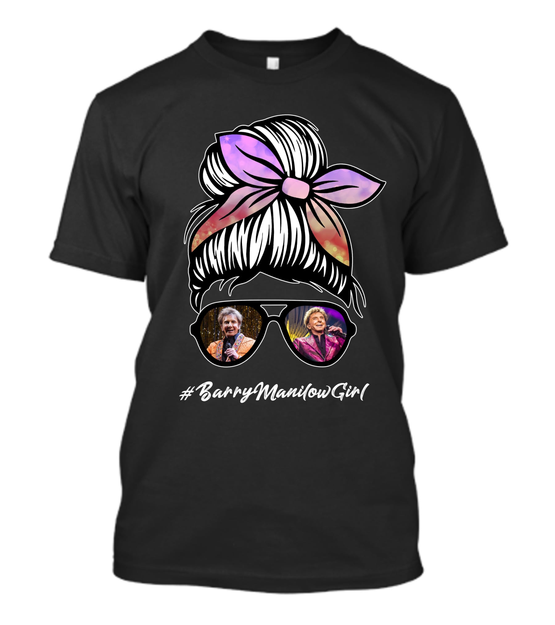 BarryManilowGirl Sunglasses Hairbow T-Shirt