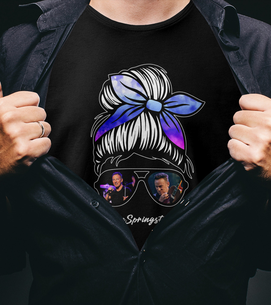BruceSpringsteenGirl Enthusiast Style Sunglasses And Bow T-Shirt