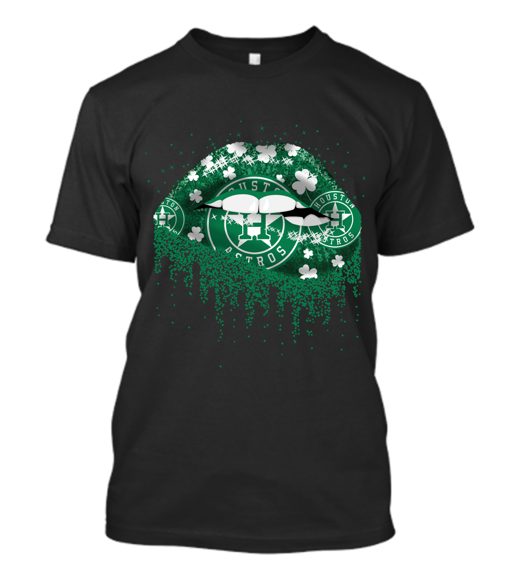 Houston Astros St. Patrick's Day Green Lips And Shamrocks T-Shirt