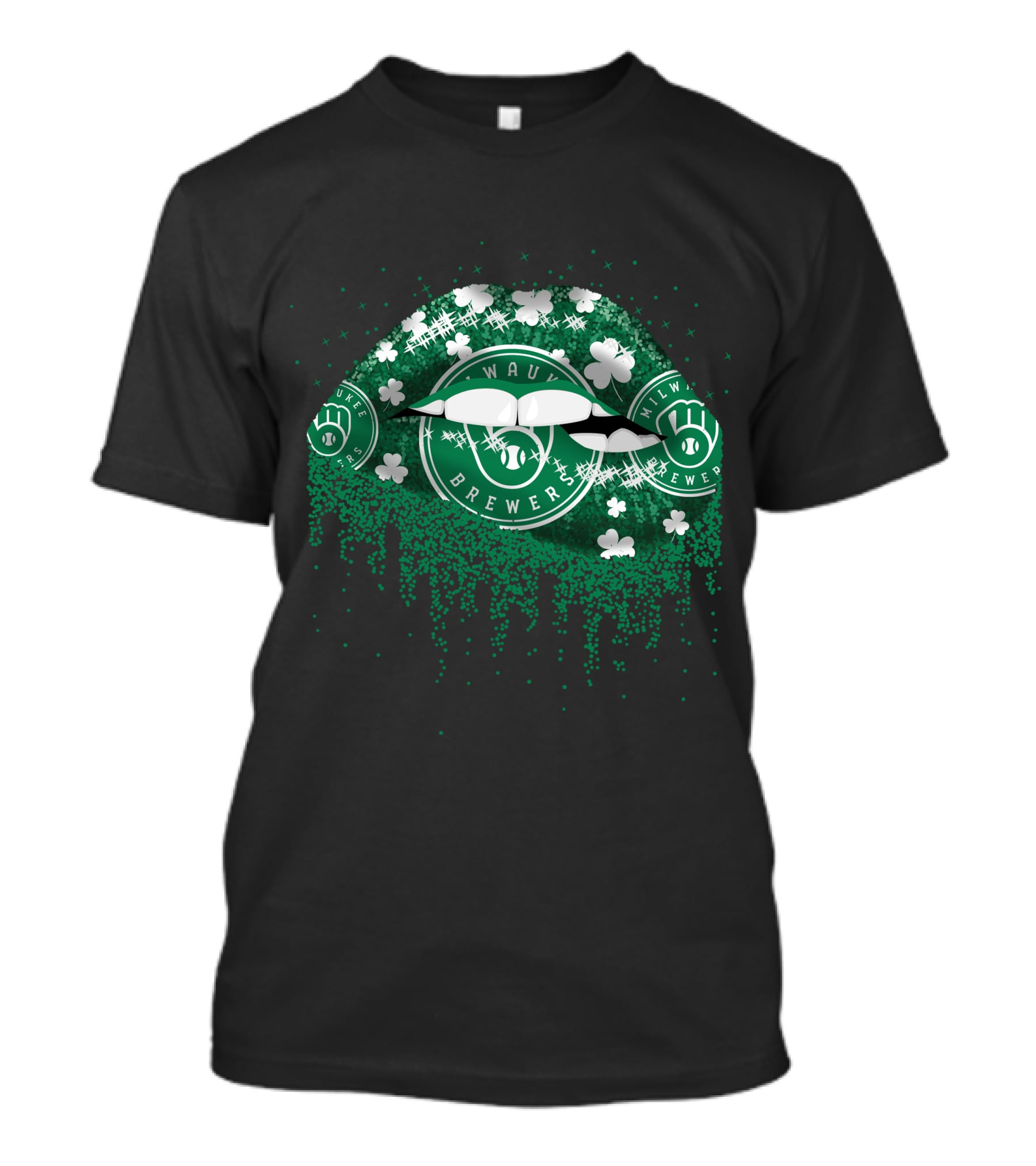 Milwaukee Brewers Green Lips Clover T-Shirt