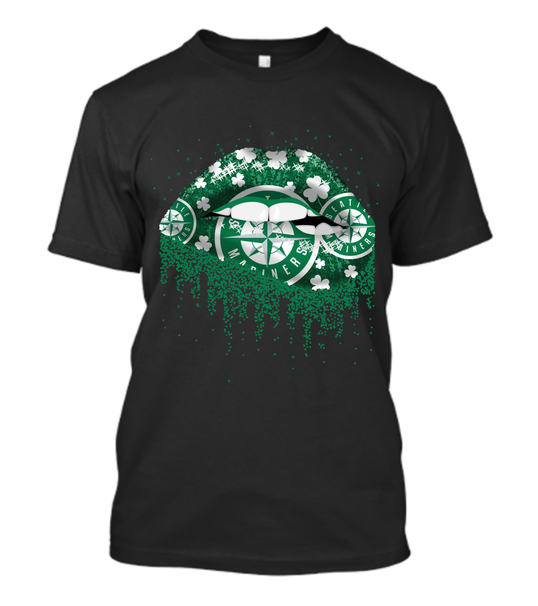 Seattle Mariners Green Shamrock Lips T-Shirt