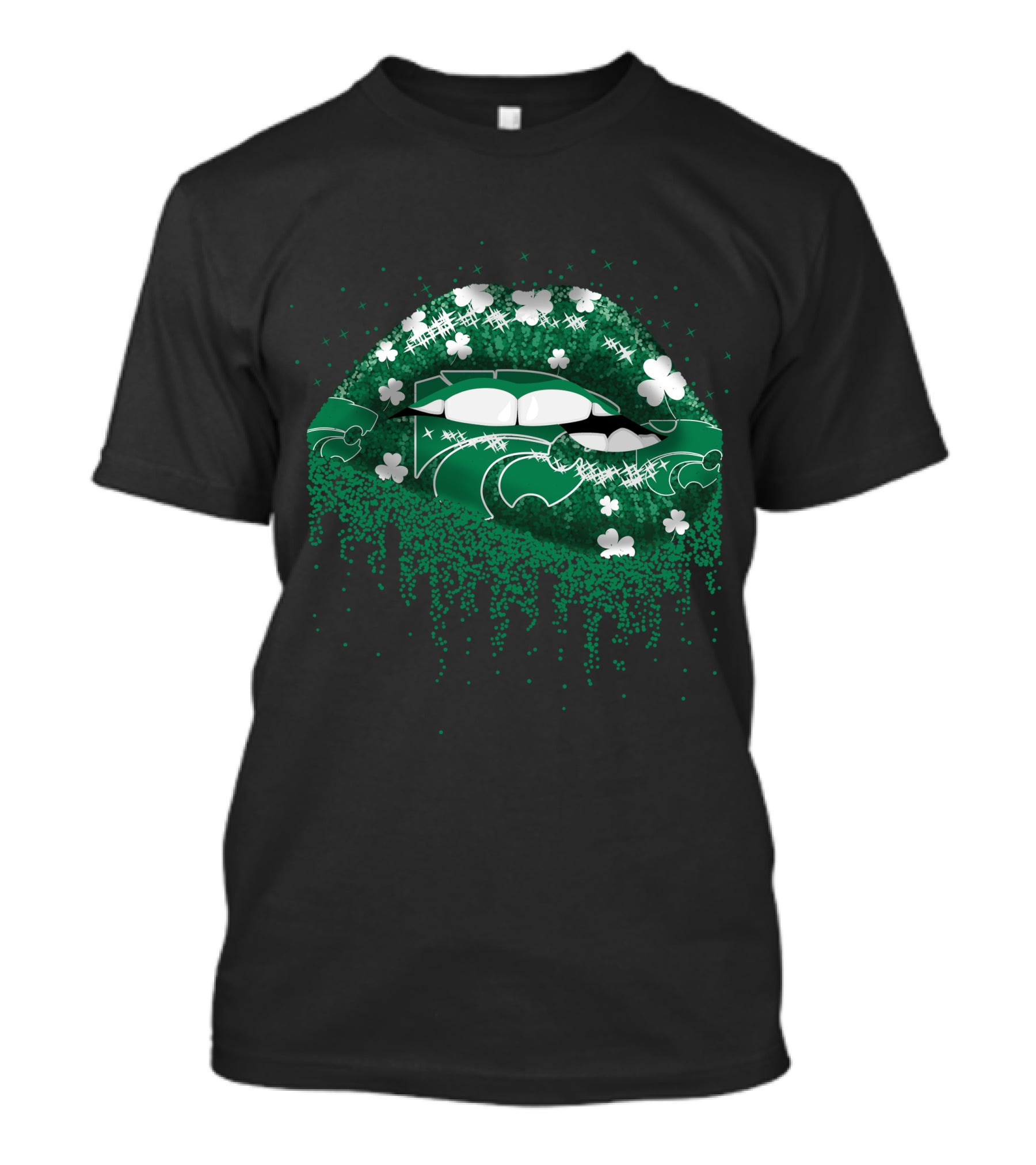 Kansas State Wildcats Green Shamrock Lips T-Shirt