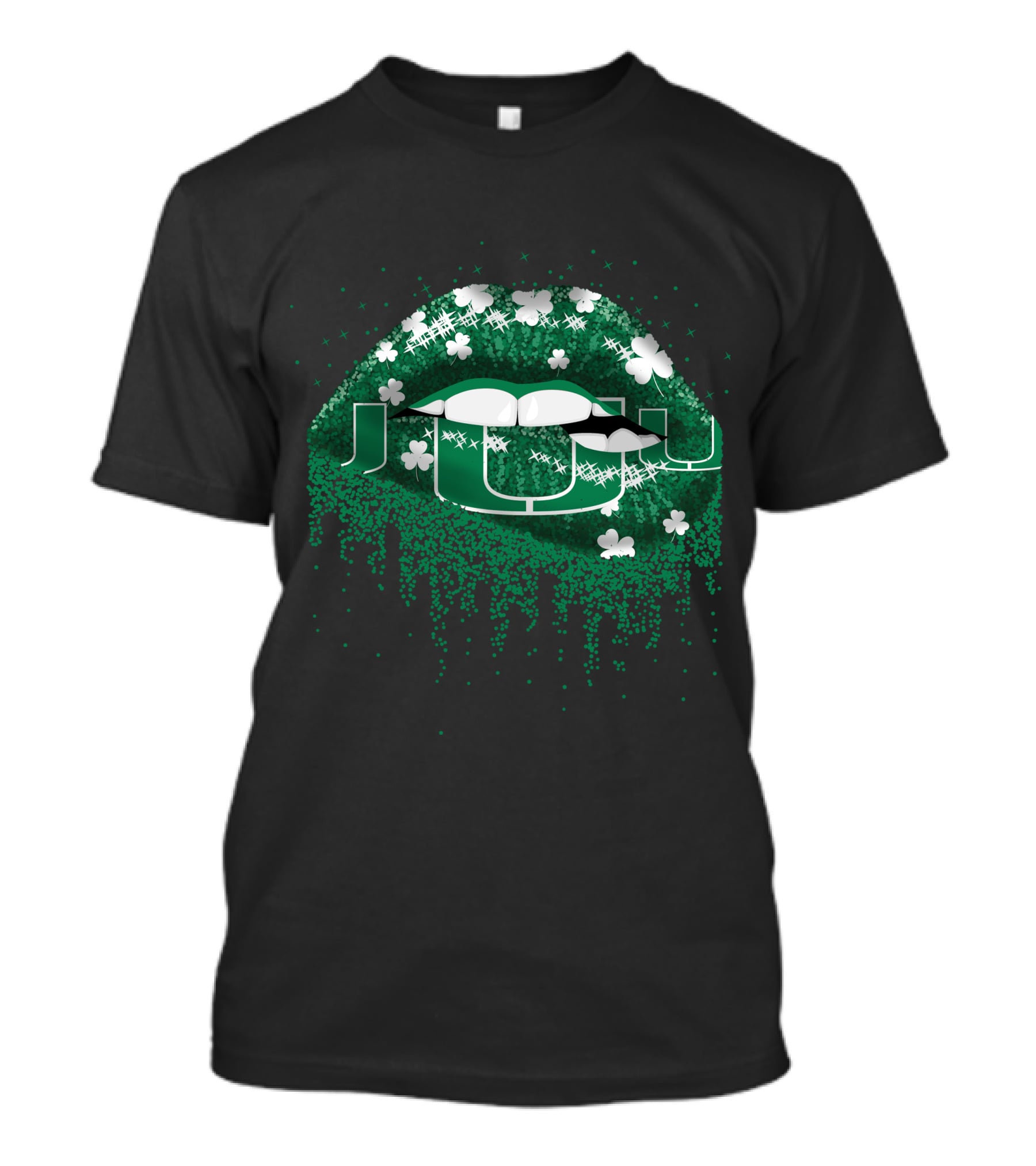 Miami Hurricanes Lips U Logo Clover Glitz Sparkle T-Shirt