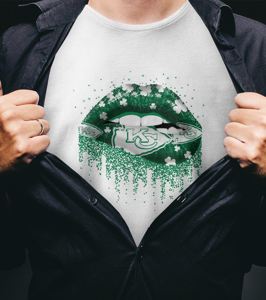 KC Chiefs Clover Lips St. Patrick's Day T-Shirt