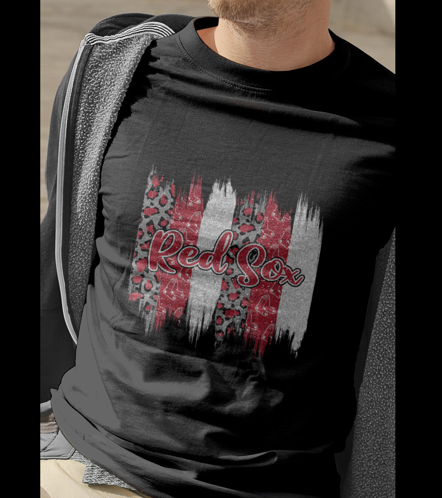 Red Sox Glitter Brushstroke T-Shirt