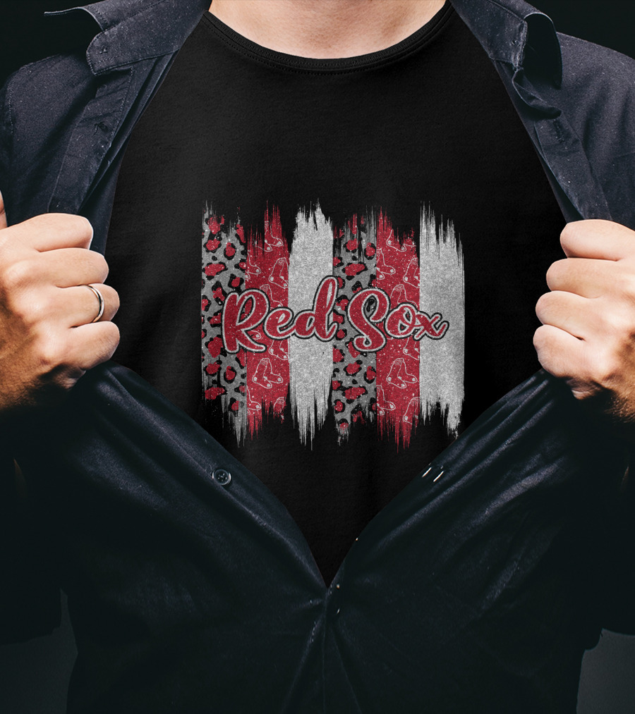 Red Sox Glitter Brushstroke T-Shirt