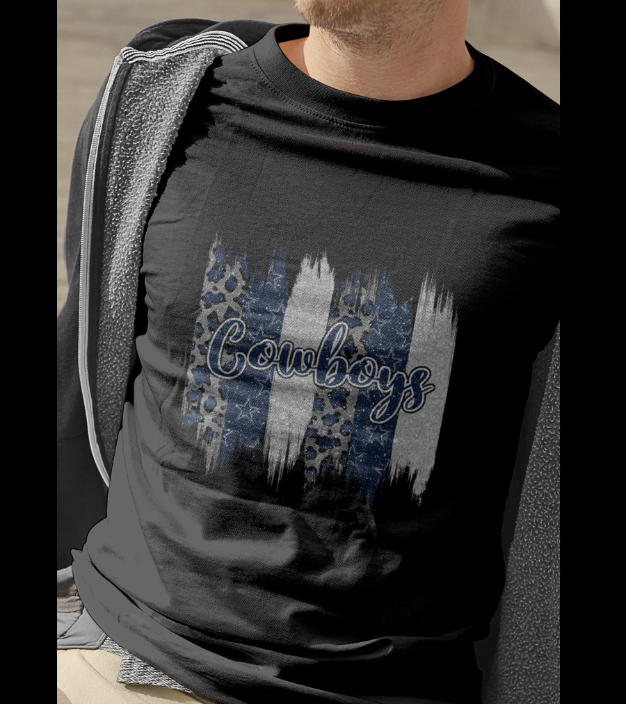 Cowboys Brushstroke Leopard Star Stripes T-Shirt